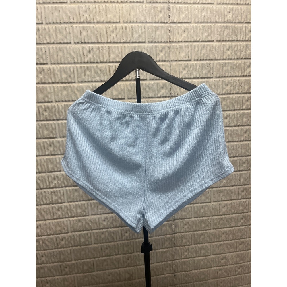 Unbranded Light Blue Ribbed Knit Lounge‎ Shorts High Waisted XL Cotton Blend